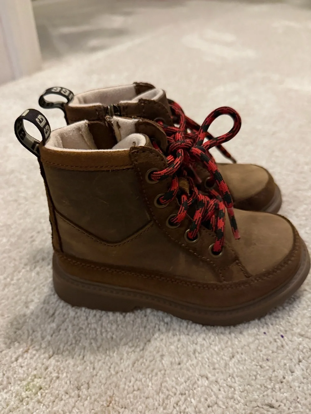 UGG Kids' Robley Weather Boots in walnut brown leather